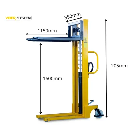 Wózek masztowy paletowy 1600 mm udźwig 1000 kg 1t  Viber-System kod: PW1016 - 2